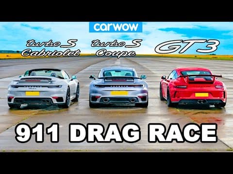 Porsche 911 GT3 vs New Turbo S Coupé and Cabriolet: DRAG RACE *Shock Result* thumbnail