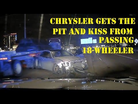 High Speed Pursuit with Chrysler - PIT Maneuver ends chase and passing Flatbed sides swipes #police thumbnail
