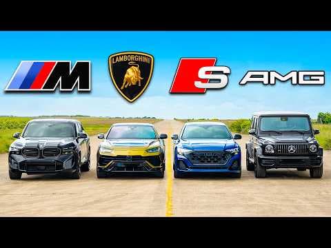 BMW XM v Lambo Urus v AMG G63 v Audi SQ8: DRAG RACE thumbnail
