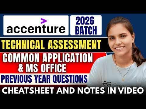 Accenture Common Application & MS Office Questions | Accenture Technical Assessment Questions 2026 thumbnail