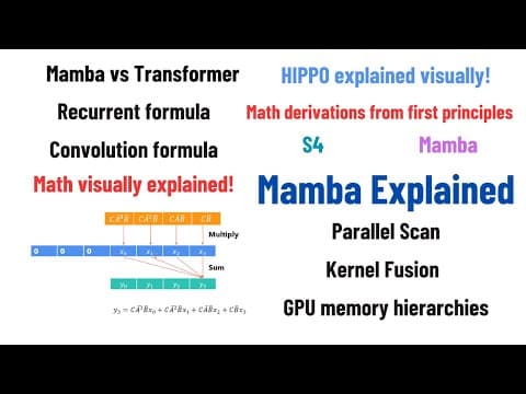 Mamba and S4 Explained: Architecture, Parallel Scan, Kernel Fusion, Recurrent, Convolution, Math thumbnail