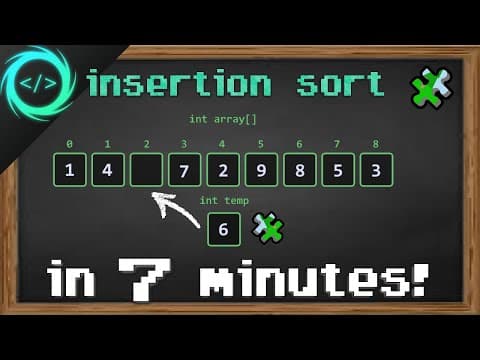 Learn Insertion Sort in 7 minutes 🧩 thumbnail