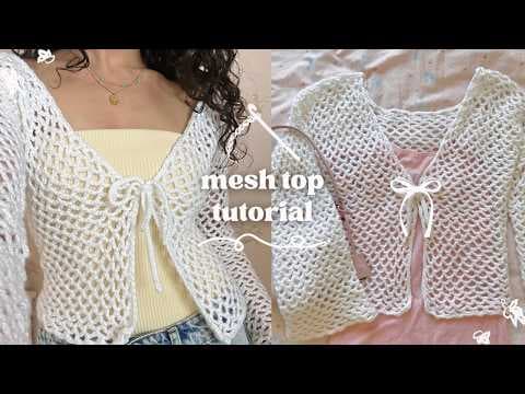 how to crochet a mesh cardigan/top | in-depth tutorial thumbnail