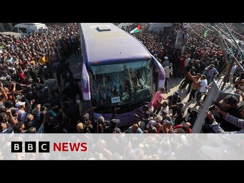 Almost 2,000 Palestinian prisoners and detainees return to Gaza and West Bank | BBC News thumbnail