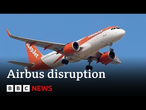 Airbus flights disrupted for urgent software update | BBC News thumbnail