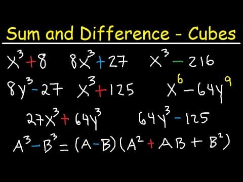 Factoring Sums and Differences of Perfect Cubes thumbnail