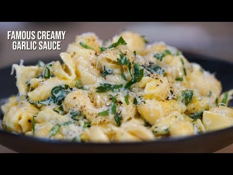 15 minute creamy garlic pasta sauce thumbnail