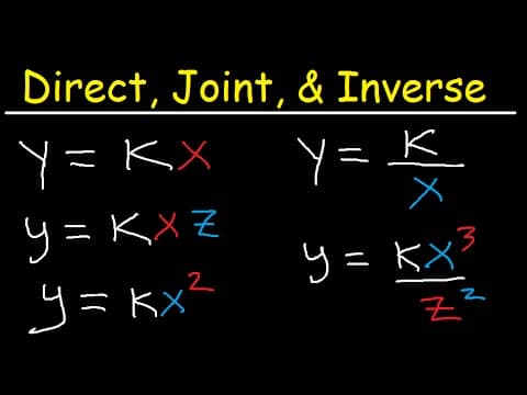 Direct Inverse and Joint Variation Word Problems thumbnail