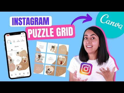 How to make an INSTAGRAM PUZZLE feed with Canva - FREE, fun and easy! thumbnail