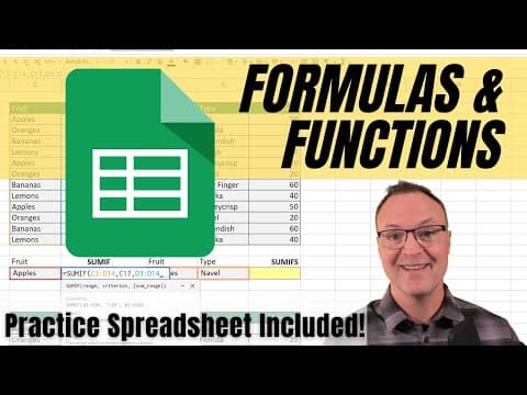 How to use Formulas and Functions in Google Sheets thumbnail