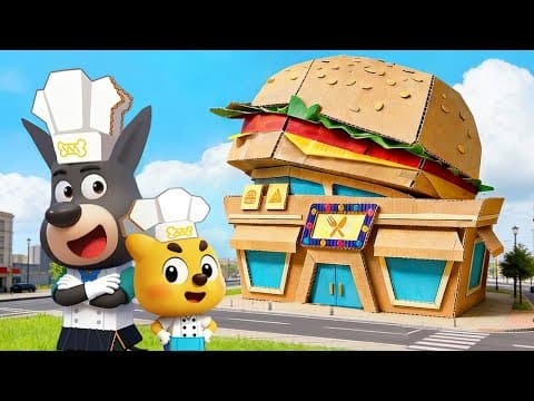 Cardboard Cafe Adventure for Kids | Fun Story | Kids Cartoon | Sheriff Labrador thumbnail