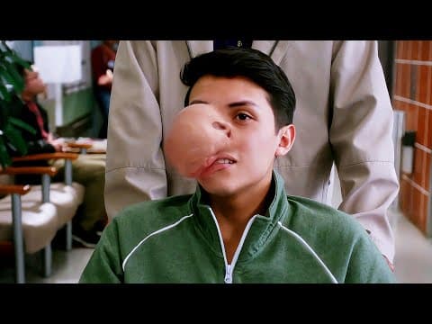 The boy developed a large tumor on his face thumbnail