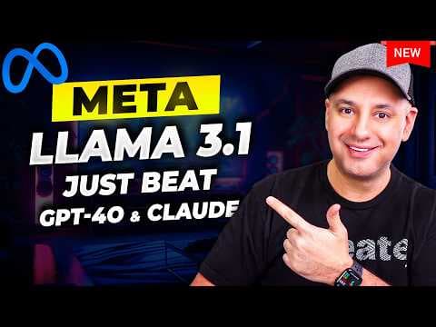 Meta's New AI Model is Here and it BEATS GPT 4o - Llama 3.1 405B Review thumbnail