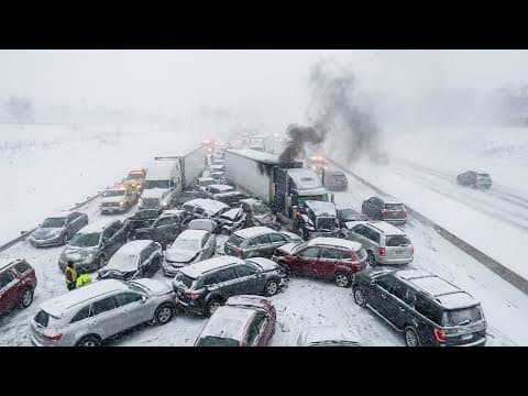 Chaos in Indiana Today! Massive 30-Car Pileup Shuts Down Highways thumbnail
