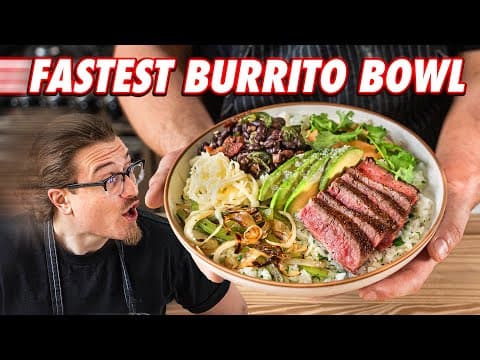 Making A Burrito Bowl Faster Than Chipotle | But Faster thumbnail