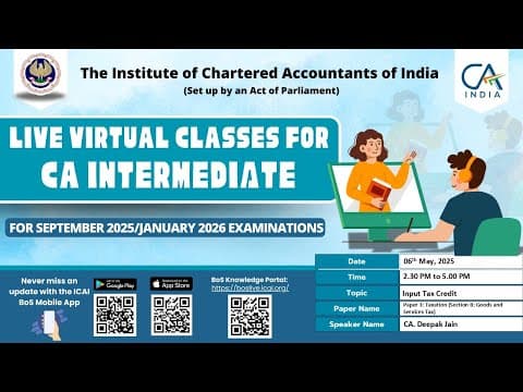 Intermediate Paper-3B:GST | Topic: Input Tax Credit | Session 2 | 06 May, 2025 thumbnail
