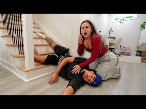 FALLING DOWN THE STAIRS PRANK ON GIRLFRIEND!! thumbnail