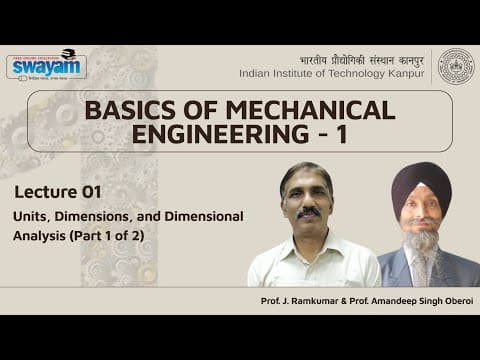Lecture 01 : Units, Dimensions and Dimentional Analysis - I thumbnail
