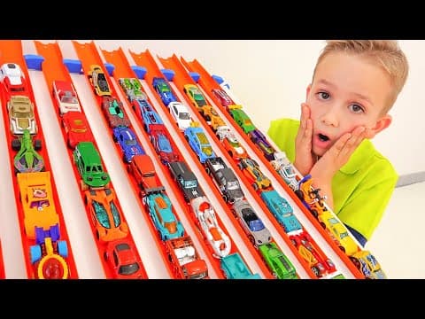 Niki play with Hot Wheels cars and playsets - Collection video with Toy cars thumbnail