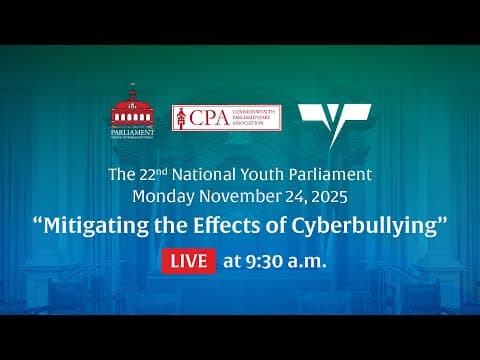 22nd National Youth Parliamentary Debate - Monday 24 November, 2025 thumbnail