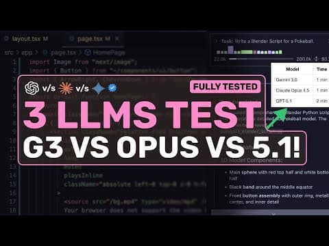 3 LLMs TESTED: Gemini 3 Pro V/S 4.5 Opus V/S GPT-5.1! Results are INSANE! thumbnail