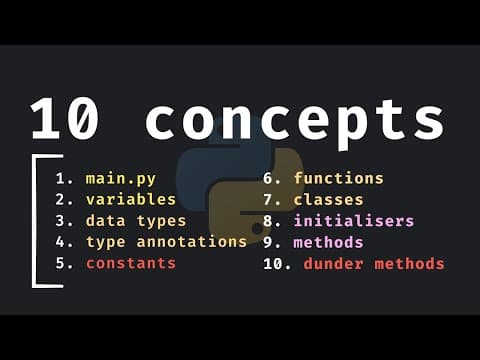 10 Important Python Concepts In 20 Minutes thumbnail