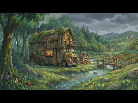 Peaceful Family Life in the Forest Rain I Ghibli Silent Days thumbnail