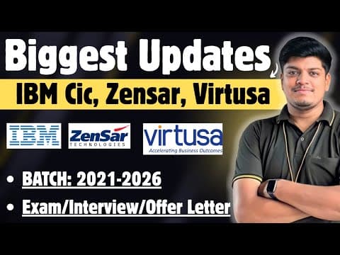 Virtusa, Zensar, IBM CIC Biggest Updates | Current Test & Interview & Offer Letter |BATCH: 2021-2026 thumbnail