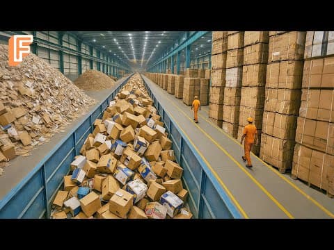 How Millions of Cardboard Boxes Are Recycled Inside Massive Recycling Line thumbnail