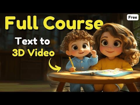 FREE AI Tools to Turn Text Into 3D Animated Video | Step-by-Step Full Course thumbnail