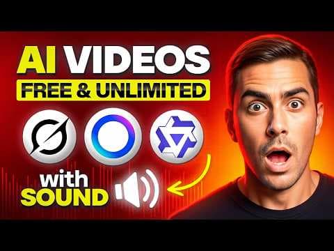 STOP Paying! 3 FREE & UNLIMITED AI Video Generators (With SOUND) thumbnail