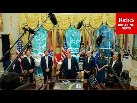 FULL OVAL OFFICE GAGGLE: President Trump Takes Questions From Reporters, Makes FIFA Announcement thumbnail
