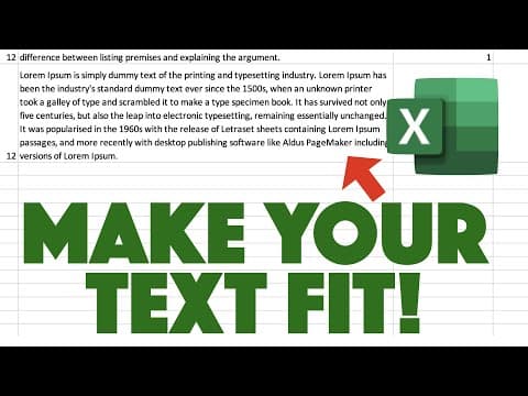 ๐Excel For Dummies: How To Make Your Text Fit Inside A Cell thumbnail