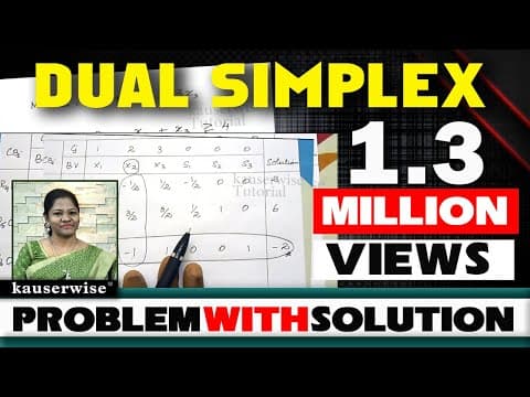 Lpp using [DUAL SIMPLEX METHOD - Minimization] in operation research :- by kauserwise thumbnail