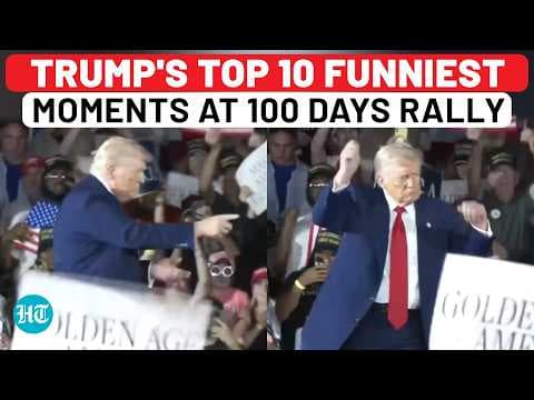 Trump's 10 Funniest Moments At 100 Days Rally - Shouts At Heckler, Biden Swimsuit, Elon Musk 'Thumb' thumbnail