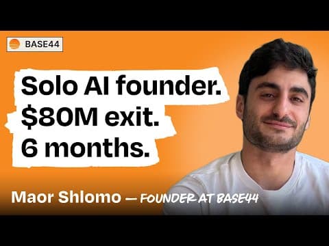 Solo founder, $80M exit, 6 months: The Base44 bootstrapped startup success story | Maor Shlomo thumbnail