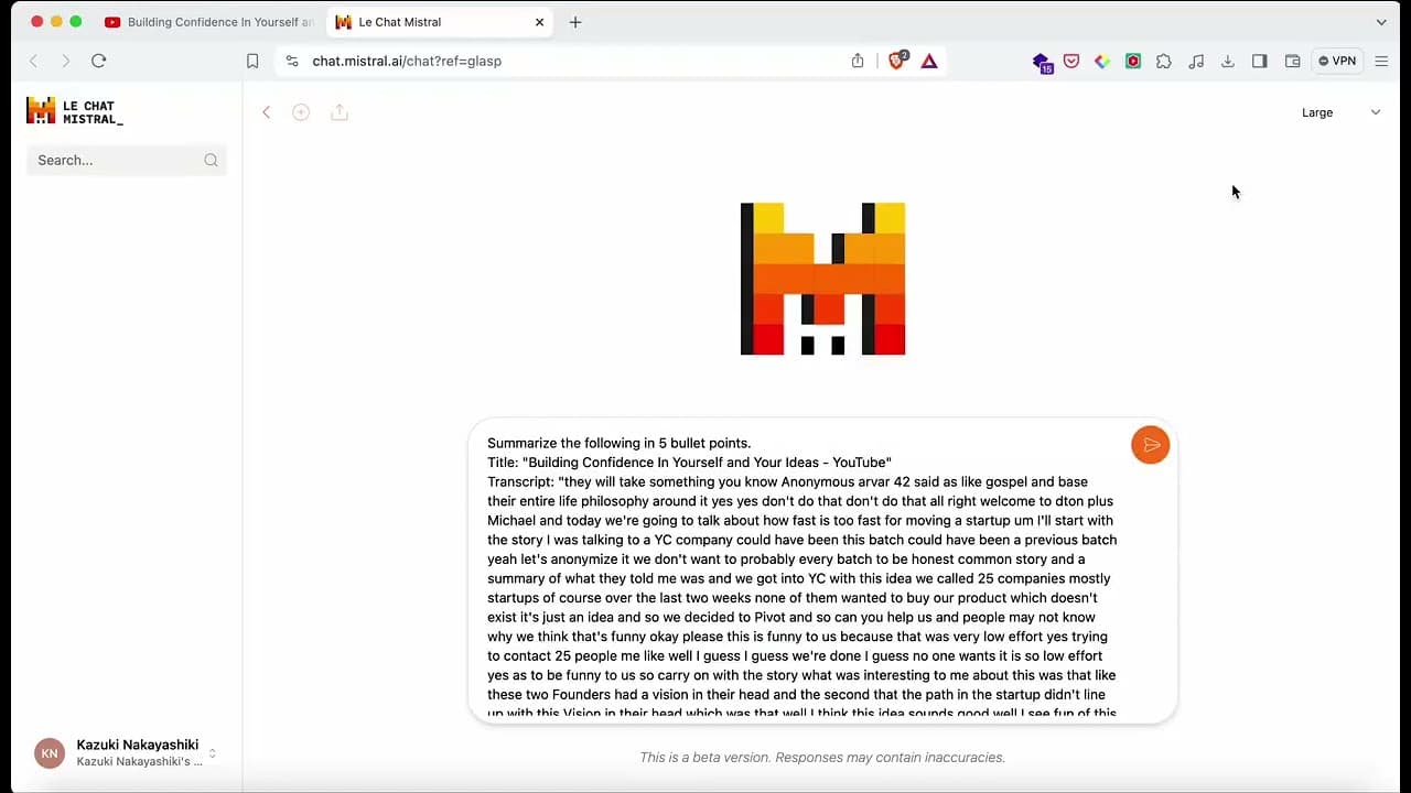 YouTube video player