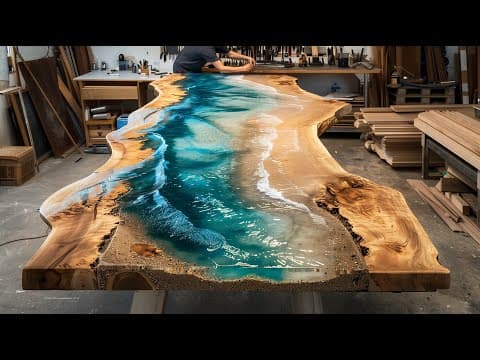 The Crazy Process of Containing the Ocean in a Dead Tree. Korea Resin Table thumbnail