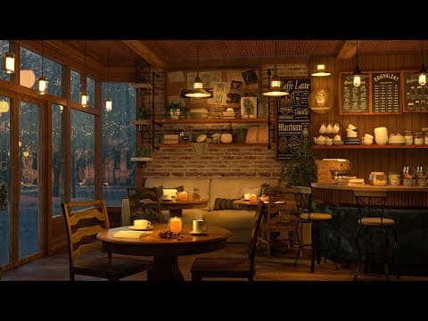 4K Cozy Coffee Shop with Smooth Piano Jazz Music for Relaxing, Studying and Working thumbnail