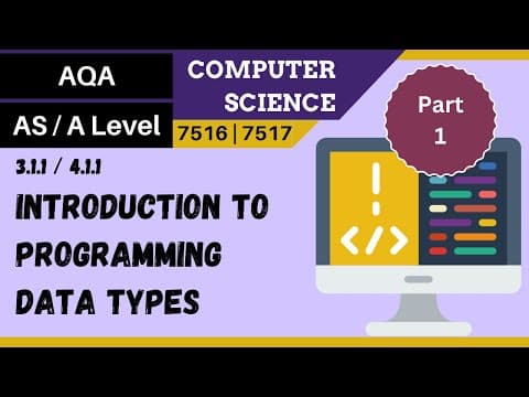 1. AQA A Level (7516-7517) SLR1 - 4.1.1 Intro to prog - Part 1, data types thumbnail