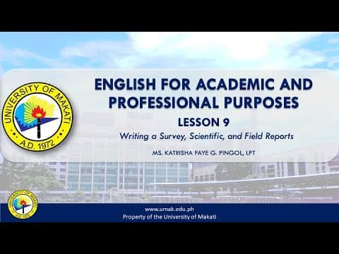 Lesson 9: Writing Technical Reports (Survey, Scientific, and Field Reports) | EAPP thumbnail