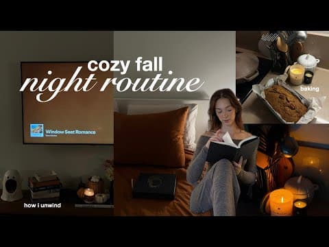 cozy autumn night routine 🍂🕯️ realistic october evening unwinding, self-care vlog thumbnail