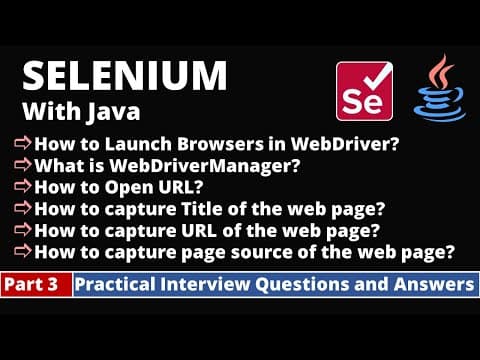 Part3-Selenium with Java Tutorial | Practical Interview Questions and Answers | get Commands thumbnail
