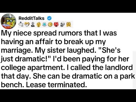 My niece spread rumors that I was having an affair to break up my marriage. My sister laughed... thumbnail