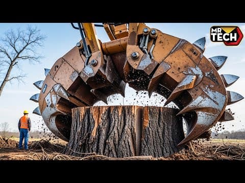 Extreme Dangerous Fastest Big Chainsaw Cutting Tree Machines | Monster Stump Removal Excavator #46 thumbnail