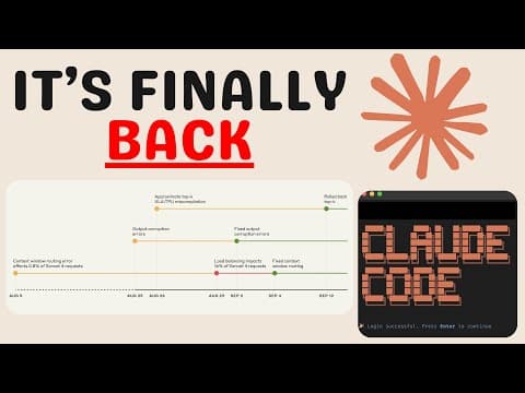 Claude Code is BACK? Anthropic FINALLY Fixes it (Apparently) thumbnail