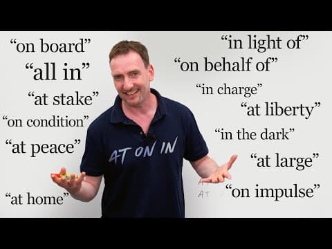 “on board”, “in charge” “at large” – English PREPOSITION COLLOCATIONS with AT, ON, IN thumbnail