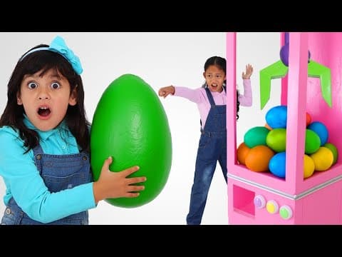 Ellie and Andrea Claw Machine and Squishy Slime Hunt Adventure thumbnail