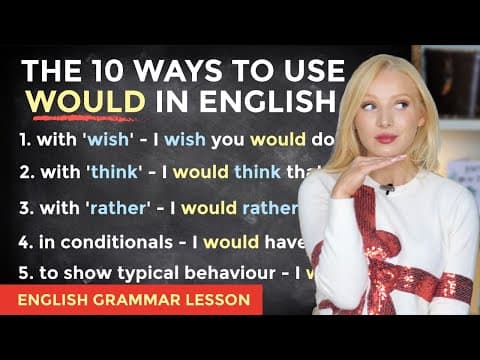 WOULD - The 10 Uses - English Grammar Lesson (+ Free PDF & Quiz) thumbnail