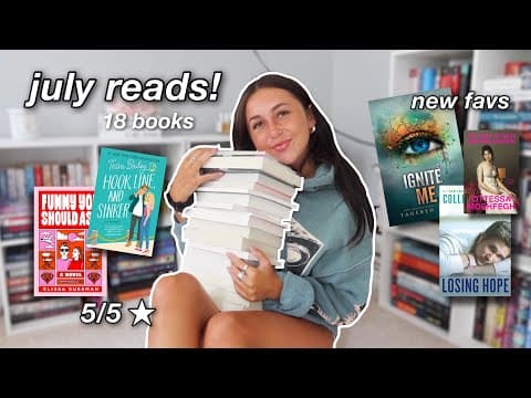 the 18 books i read in july & all my opinions 👍🏼 | monthly wrap up thumbnail